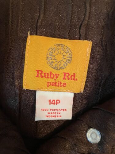 ruby rd blazer Brown Shimmer 14 Petite Collared Jacket Buttons Long Sleeve - Picture 6 of 9