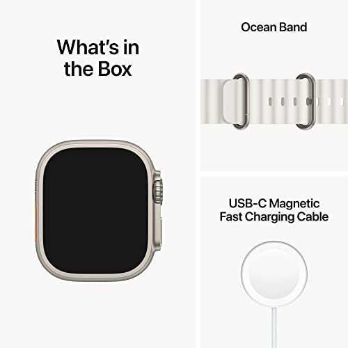 Apple Watch Ultra (GPS+Cell) Boîtier en titane 49 mm - Bracelet océan blanc - MNH83LL/A - Photo 7 sur 8