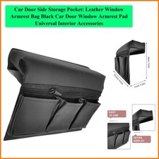 Car Door Side Storage Pocket: Leather Window Armrest Bag Black Car Door Windo...