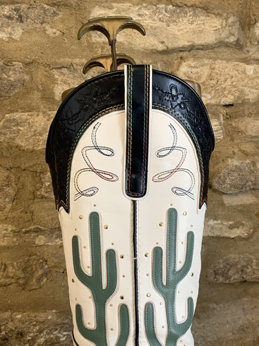 Stivali da cowboy donna Zara Cactus bianchi neri con borchie UK4 EU 37 metà polpaccio - Foto 3 di 24