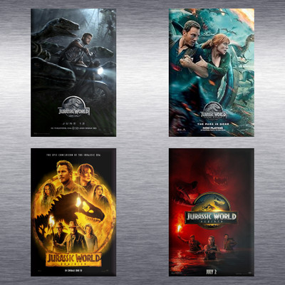 Jurassic World 1, 2, 3, 4 Movie Poster High Quality Magnet / Set