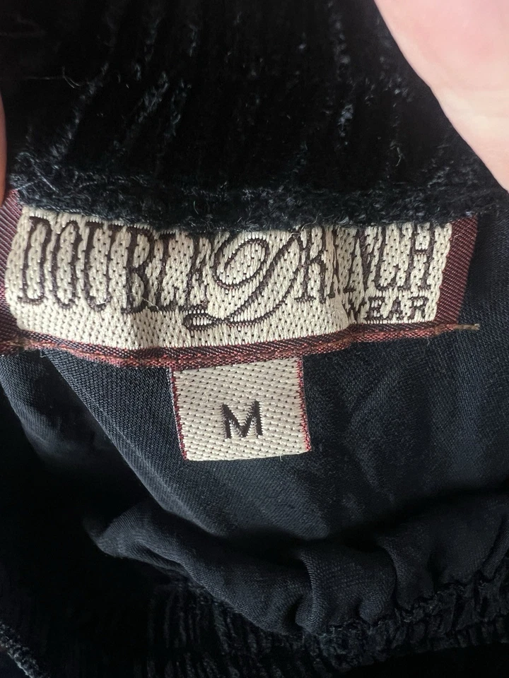 Double D Ranch Crushed Velvet Midi Maxi Tiered Skirt Black Size Medium - Image 2 of 4