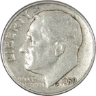 1959 Roosevelt Dime Circulated Silver 10c Coin Collectible