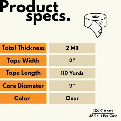 Clear Parcel Packing Packaging Tape Carton Sealing 1.88 Inch x 110 Yards 2 Mil - Picture 10 of 11