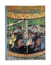 The New Yorker Magazine April 21, 1956 Carousel Horses Abe Birnbaum Cover VG