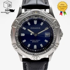 [Exc+5] CASIO Oceanus OC-700 Blue Dial Silver 20bar 37mm Men's Watch From JAPAN