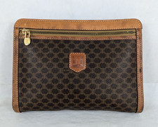 Celine Macadam Vintage Clutch Bag Brown Beige...