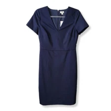 J Crew Navy Sheath Dress 6 Classic Modern Preppy Tailored Career Corporate NEW