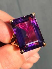 Striking Antique Art Deco natural 38ct Royal Amethyst Statement Ring 9ct Gold