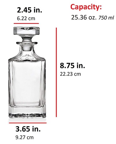 Godinger Clarion Square Whiskey Decanter with Glass Stopper for Wine,... - Picture 6 of 7