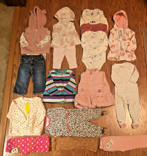 6-12 Months Girls' New and Preowned Fall/Winter Lot of 19 Pieces