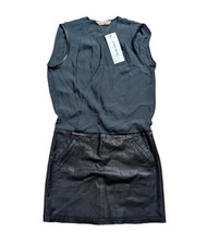 REBECCA TAYLOR TWILIGHT LEATHER COMBO COCKTAIL DRESS Fits Women's M $595 Sz0