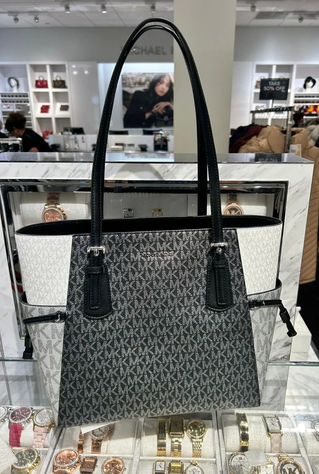 Michael Kors Voyager Grande MK Signature Bolso de Mano Cartera Bolso de Hombro Negro Foto 3 de 4