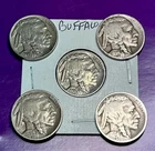 1925 P -1930 P -1934 D -1936 S -1937 P   Indian Head Buffalo Nickels  Lot of 5￼