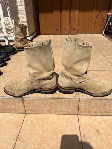 Red Wing Men's US9 D Engineer Biker Boots 8268 Beige Suede Rough-out PT99 - Picture 6 of 7