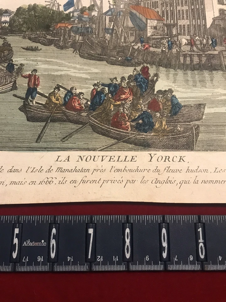 MAP Birdseye View NEW YORK In Year 1615 Harbor  Printed 1666 Hand Colored - Image 3 of 4