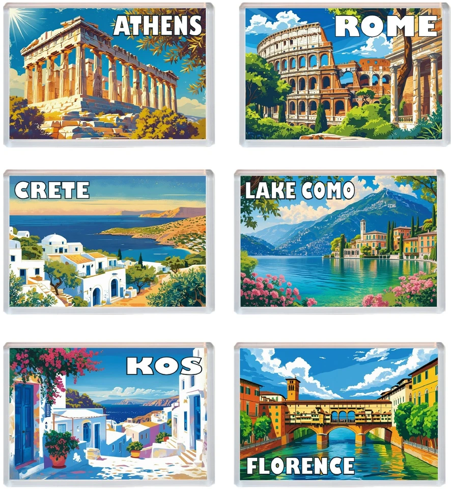 Various Greece & Italy Fun Jumbo Fridge Magnet - Holiday Souvenir Gift - Image 1 of 1