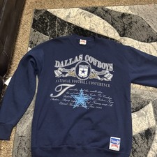 Vintage Dallas Cowboys Nutmeg Mills Sweatshirt Navy Blue Made in USA Mens Large