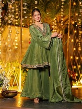 Pakistani Designer Top Palazzo Suit Indian Bollywood Wedding Wear Salwar Kameez