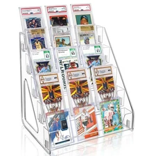 Trading Card Display Stand, PSA Card Display Acrylic Shelf, Easy Clip-On Desi...