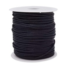 50 Yards 2mm Black Waxed Cotton Cord Jewelry Making Beading Thread Crafting M...