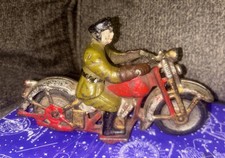 ANTIQUE HUBLEY Harley Davidson Cast Iron Motorcycle w/ Policeman Driver