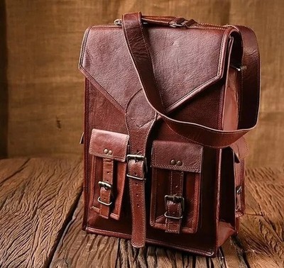 Ziegenleder Tasche Laptop Echt Reise Vintage Rucksack Backpack