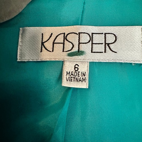 Kasper Womens Green Teal One Button Blazer Size 6 Career Office - Picture 4 of 5