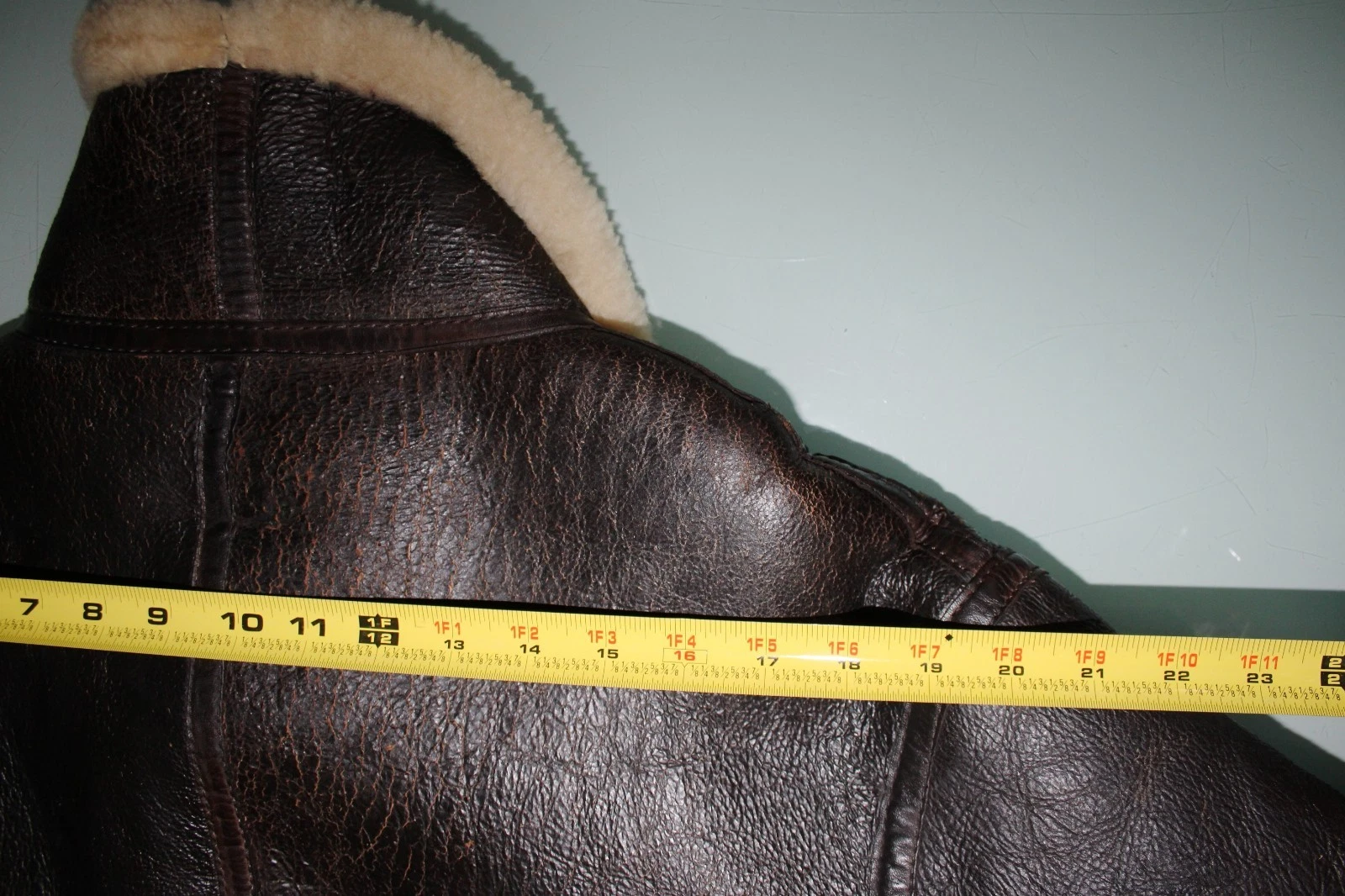 Vintage B3 B-3Aviator bomber Shearling Jacket D Brown Genuine Leather Distress image 6