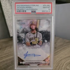 2023 Bowman Sterling - Prospect Autographs Jackson Merrill #PA-JML (RC) PSA 10