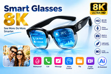 8K Camera AI Smart Glasses Touch Control Photo Recording Translator Voice Assist