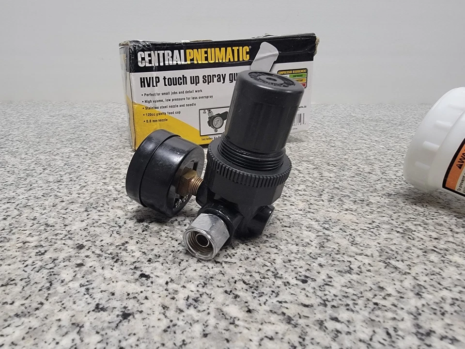 Pistola pulverizadora de retoque neumática central ~ HVLP 1/4"-18nps LNLET 45 psi #46719 Foto 4 de 4