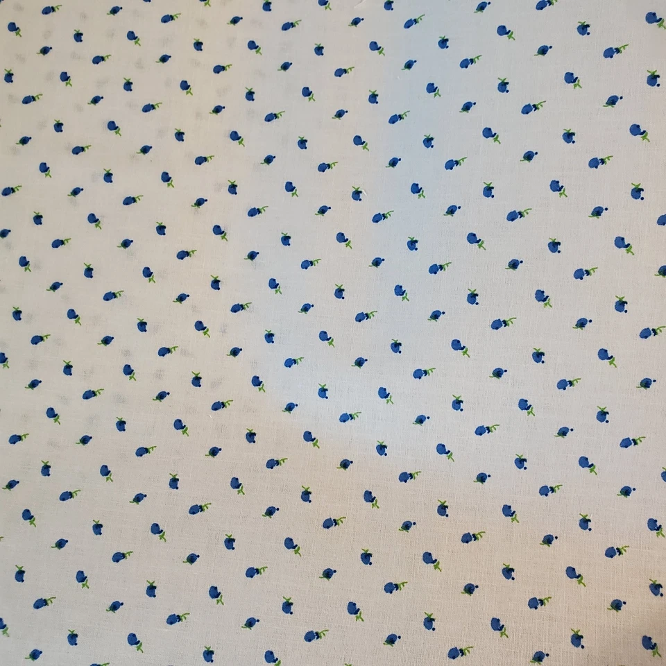 Shabby Chic Blue Flowers Rose Bud Fabric Cotton Floral FQ HY BTY By the Yard - Image 3 of 3