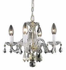 Elegant Lighting LD7804D15 Gold Azalea 4-Light 15"W Crystal Chandelier