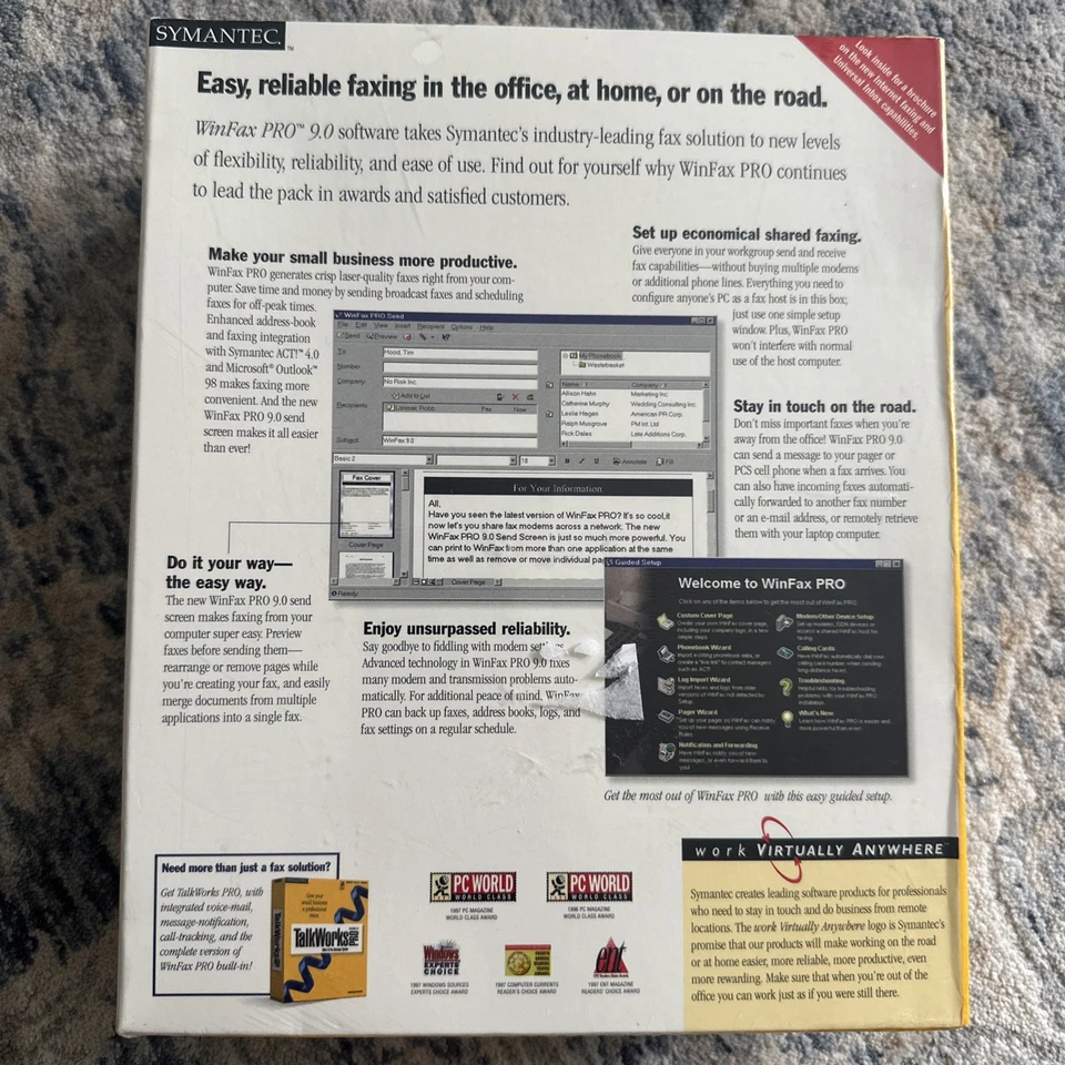 Symantec WinFax Pro Version 9.0 BRAND NEW FACTORY SEALED vintage Windows PC - Image 2 of 4