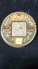 Yo, Ayala Bar Designer Mosaic Brooch – Vintage Stamp Mixed Media