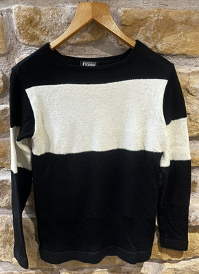 Gianfranco Ferre Jeans Damen Pullover Pulli Gr. M schwarz creme gestreift Wollmix