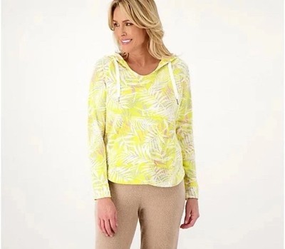 Koolaburra by UGG Light & Airy French Terry Lounge Hoodie Golden Palms SZ XL New