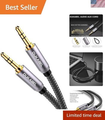 High-Quality 4ft AUX Cable with Gold-Plated Connectors - Perfect for Audiophiles