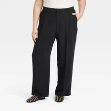 Women's Signature Crepe Essential Trouser - A New Day Black 14: High