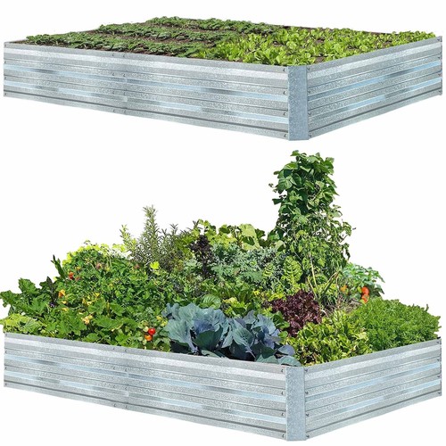 Galvanized Raised Garden Beds for Vegetables Large Metal Planter Box Steel Ki...