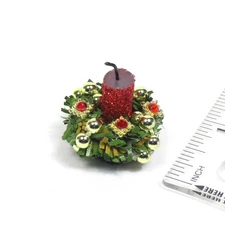 WMH Miniature Dollhouse Christmas Table Decoration with Faux Candle