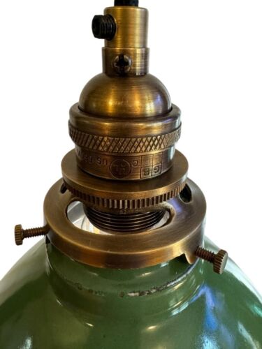ONE Vintage 9" Porcelain Deep Cone Pendant Industrial Green Lamp Light UL Fitter - Picture 4 of 21