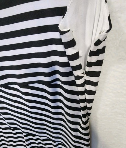 Sophia Christina Black & White Striped Sleeveless Tiered Stretch Dress 10 - Picture 8 of 12
