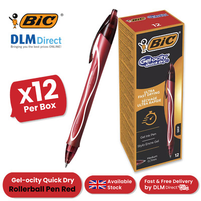 BIC Gel-Speed schnelltrocknend Tintenroller rot mittel glatt Schreibtinte 12er Pack
