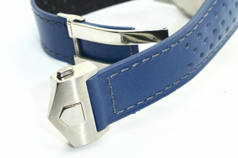 Pulseira de relógio de couro genuíno perfurado 20 mm com fecho para TAG HEUER - Imagem 4 de 4