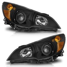 Pair Headlights For 2010-2014 Subaru Legacy Outback Black Headlamps Lhrhused