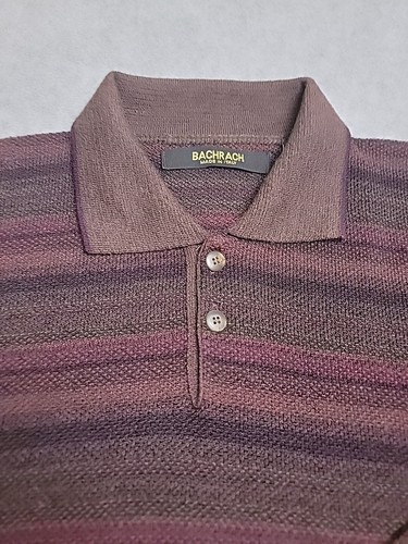 Bachrach Pullover Herren L Henley braun lila Streifen Wollmischung italienisch eklektisch - Bild 5 von 13