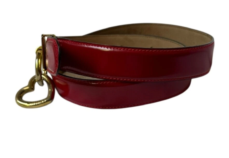 Cinturón vintage MOSCHINO Redwall En Heart cuero rojo hebilla talla Euro 46/35 EE. UU. Foto 4 de 4