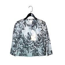 Kaliko Grey Silver Metallic Floral Cropped Satin Jacquard Jacket - Size 10 New